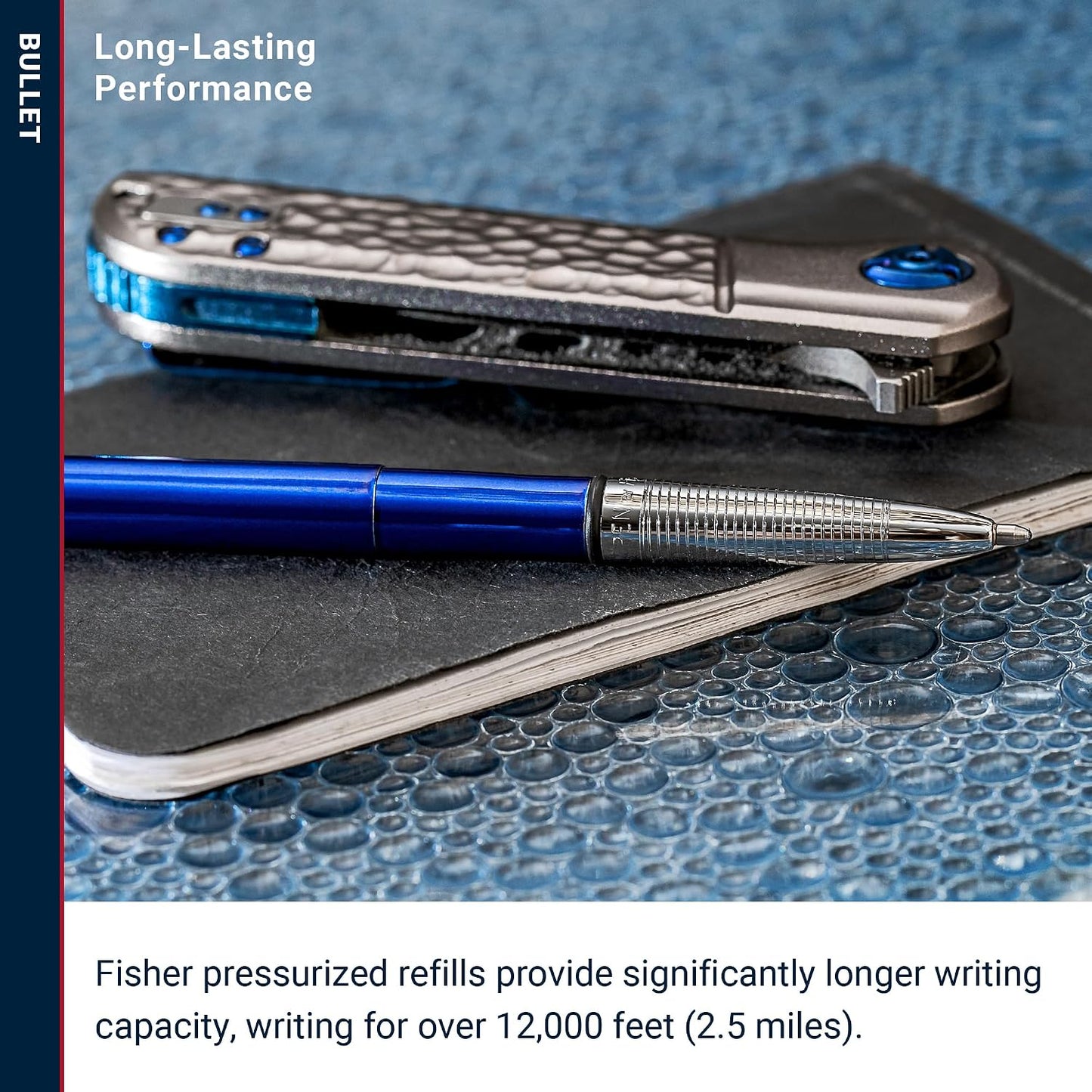 Fisher Space Pen Blue Moon Bullet Pen, Pressurized Ballpoint Pen, Compact Size, Writes Upside Down, Extreme Temperatures, Smooth Black Ink, Medium Point, Pocket Clip, Gift Box, Made in the USA