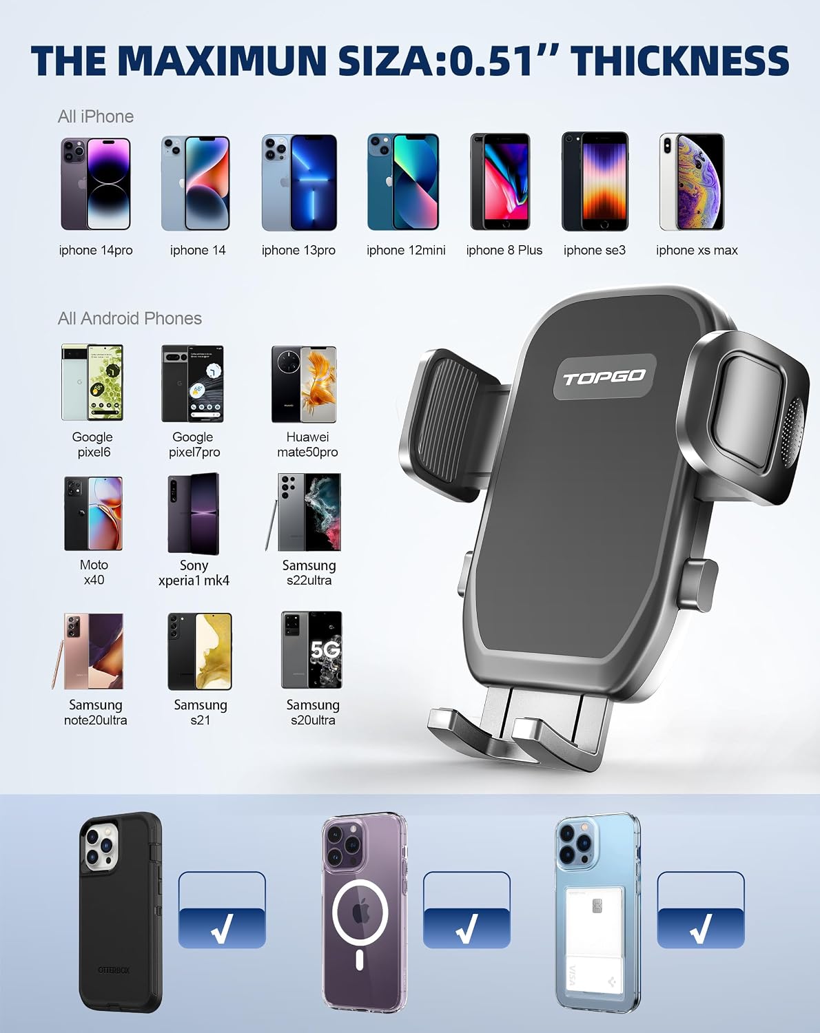 Car Phone Mount, Cup Phone Holder for Car [Secure & Stable] Cup Phone Holder Cell Phone Automobile Cradle for iPhone 16 and More Smart Phone -Black