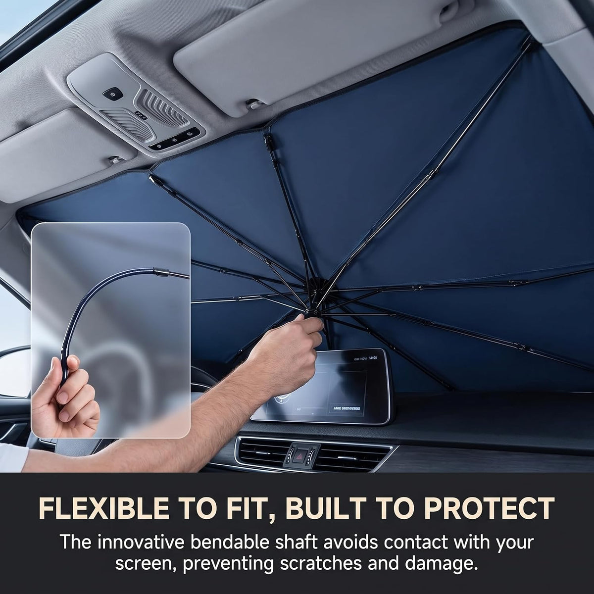 Foldable Car Windshield Sun Shade Umbrella UV Block Medium 55" x 31"
