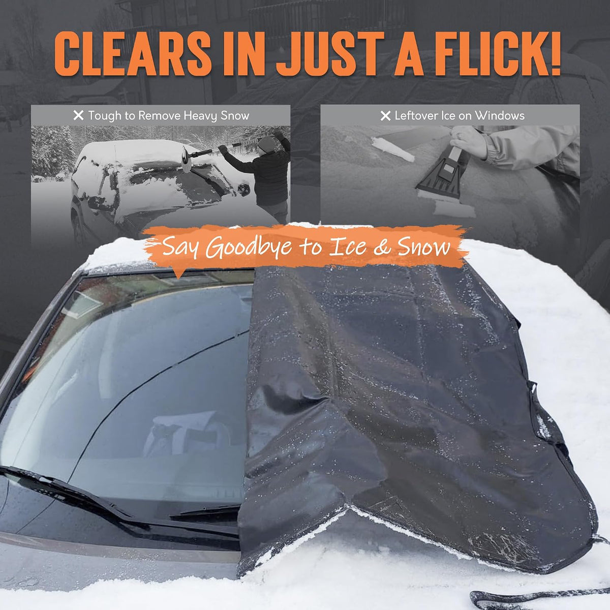 TONDA Windshield Cover for Ice and Snow, Heavy Duty 600D Oxford Car Windshield Protector, Winter Car Accessories for Cars, SUVs, Trucks, Vans and MPVs, Universal Fit (68.5 x 56 Inch)
