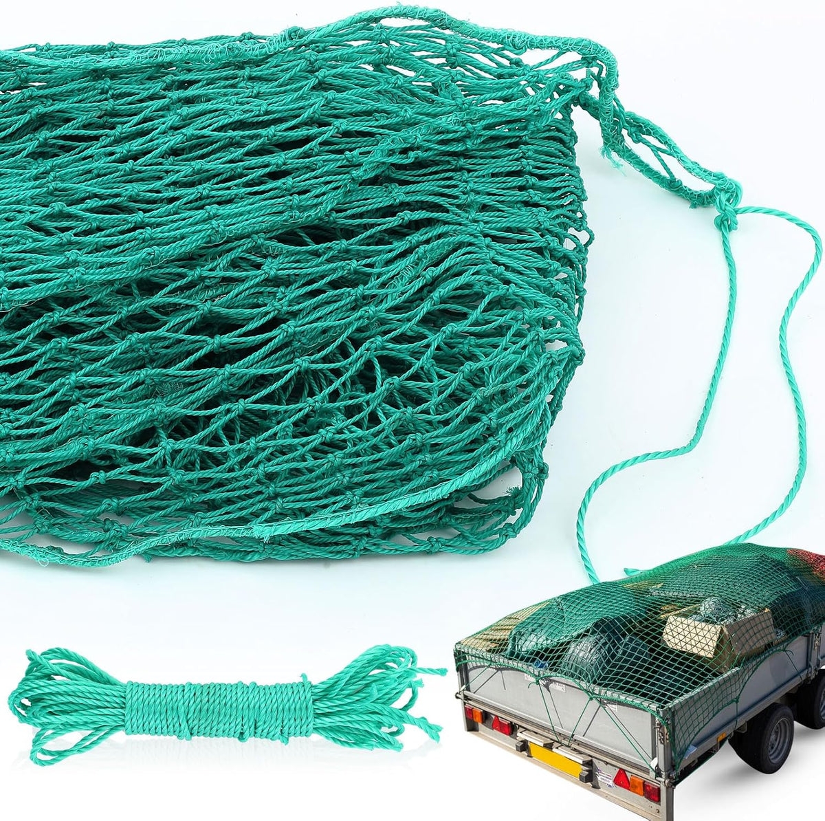 SATINIOR 24 x 12 ft Heavy Duty Cargo Net Truck Bed Network Cover with 18pcs Ropes Bungee Cargo Net Car Sealing Network Rope for Trailer Pickup Truck