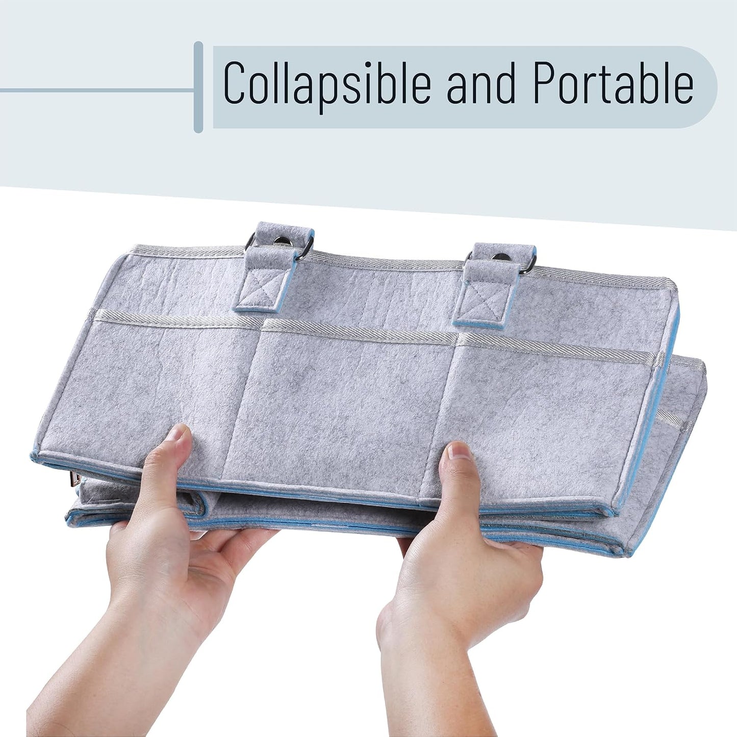 Mr. Pen- Baby Diaper Caddy Organizer, Gray, Blue Inside | Nursery Storage Bin and Car Organizer for Diapers and Baby Wipes