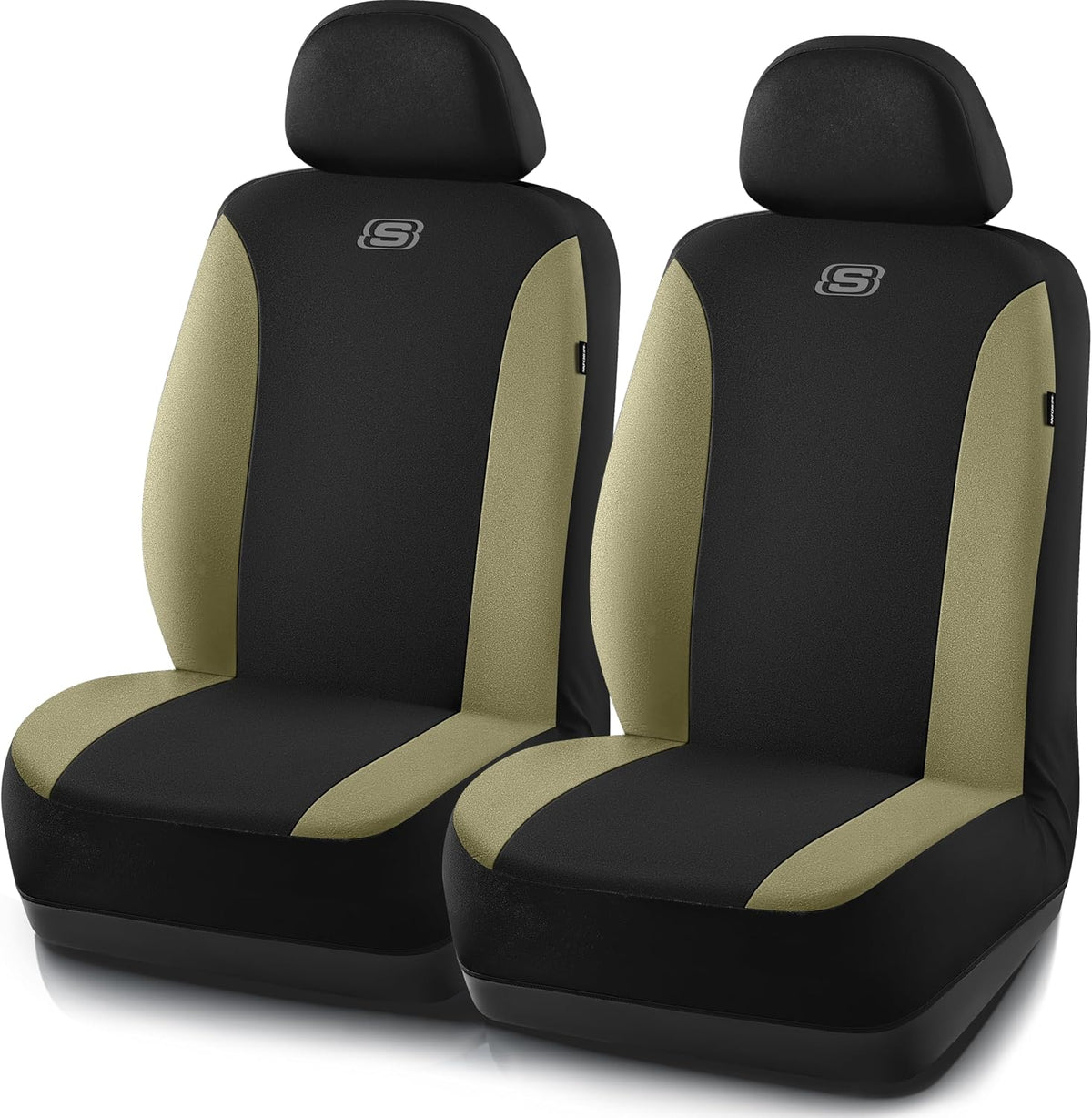 Skechers Seat Covers, Premium Breathable Polyester Seat Covers, Car Seat Covers Front Seats Airbag Compatible, Automotive Comfort for Most Cars, Vans, Trucks, SUVs (Two Front, Black)