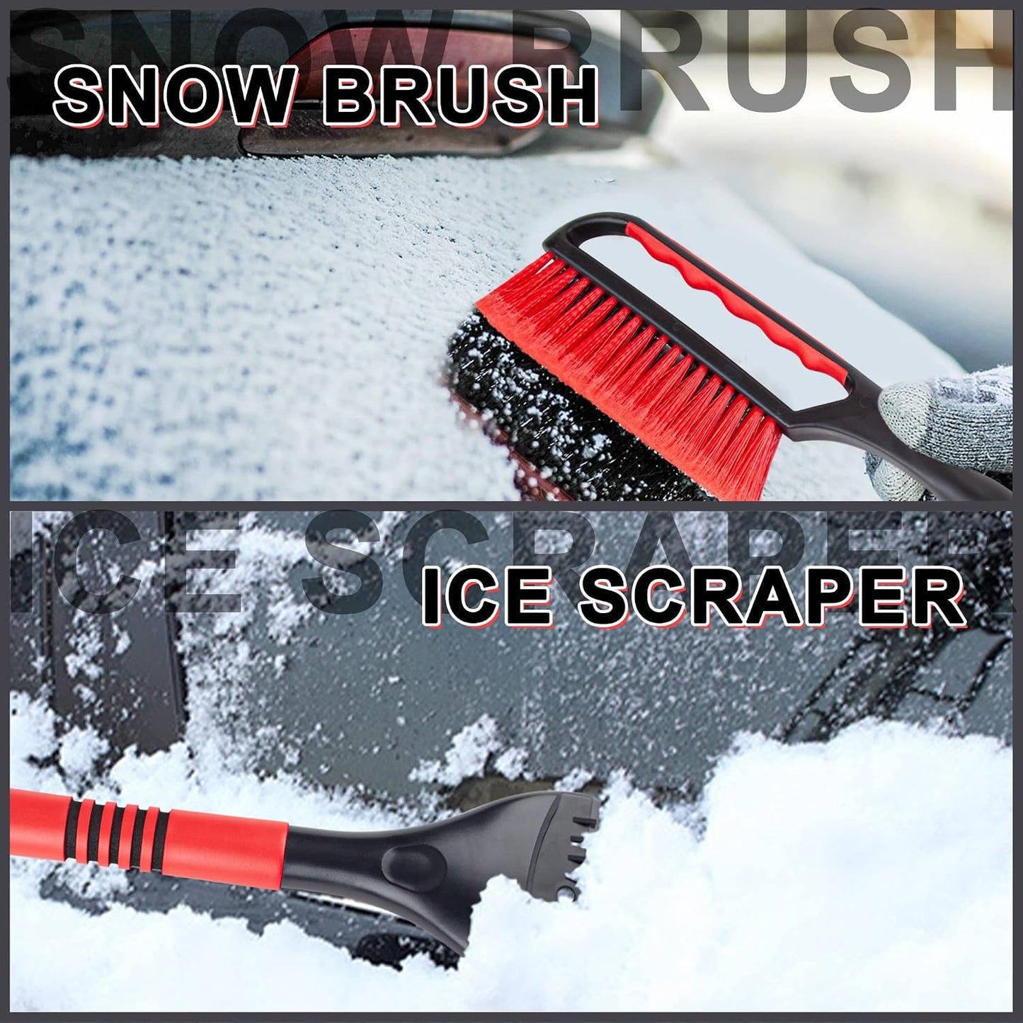 CARTMAN 26 in Snow Brush and Ice Scraper, Detachable Car Snow Tool | Soft Bristles, ABS Shaft, EVA Foam Grip, -40°F Cold Resistance, Compact Two-Piece Storage, Scratch-Free Cleaning