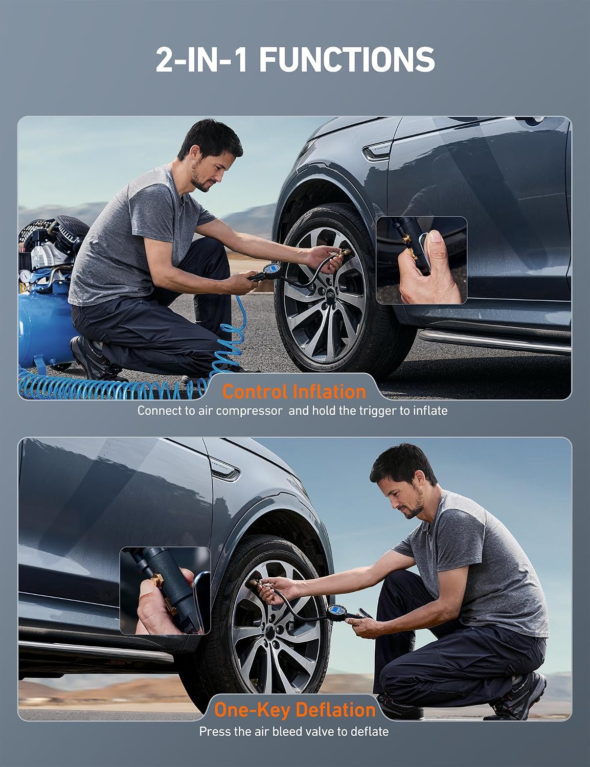 AstroAI Digital Tire Pressure Gauge with Inflator, 3-250 PSI ±1% Precision