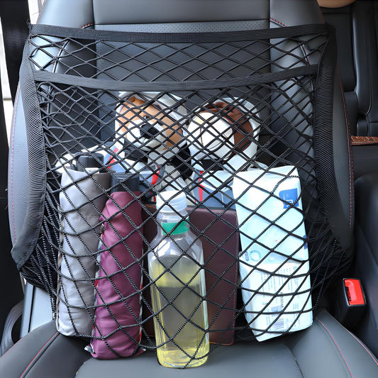 Car Seat Organizer Net, Double-Layer Passenger Seats Net,Front Organizers