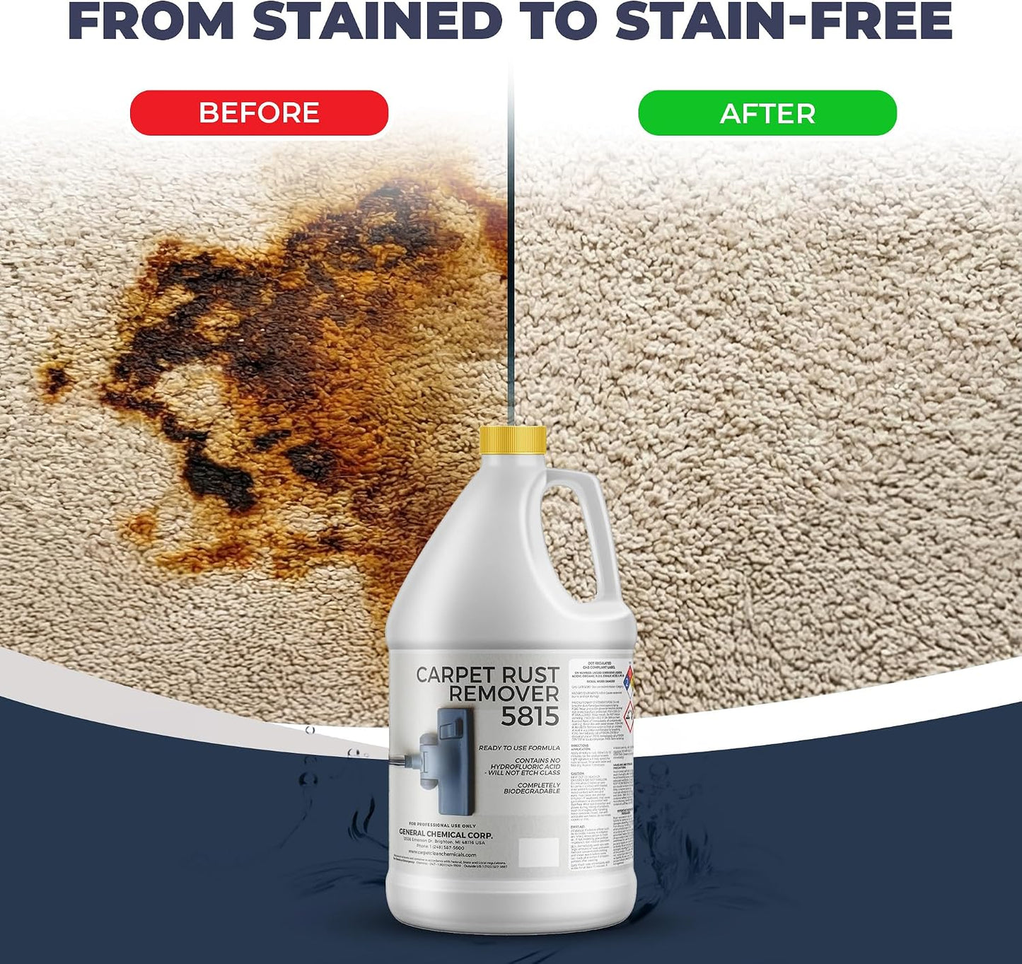 Rust Remover 5815 - Heavy Duty Rust & Stain Remover for Household Cleaning, Expertly Treats and Cares for Furniture, Kitchen Surfaces, and Fabrics -Easy to Use Spray Liquid - 1 Gallon