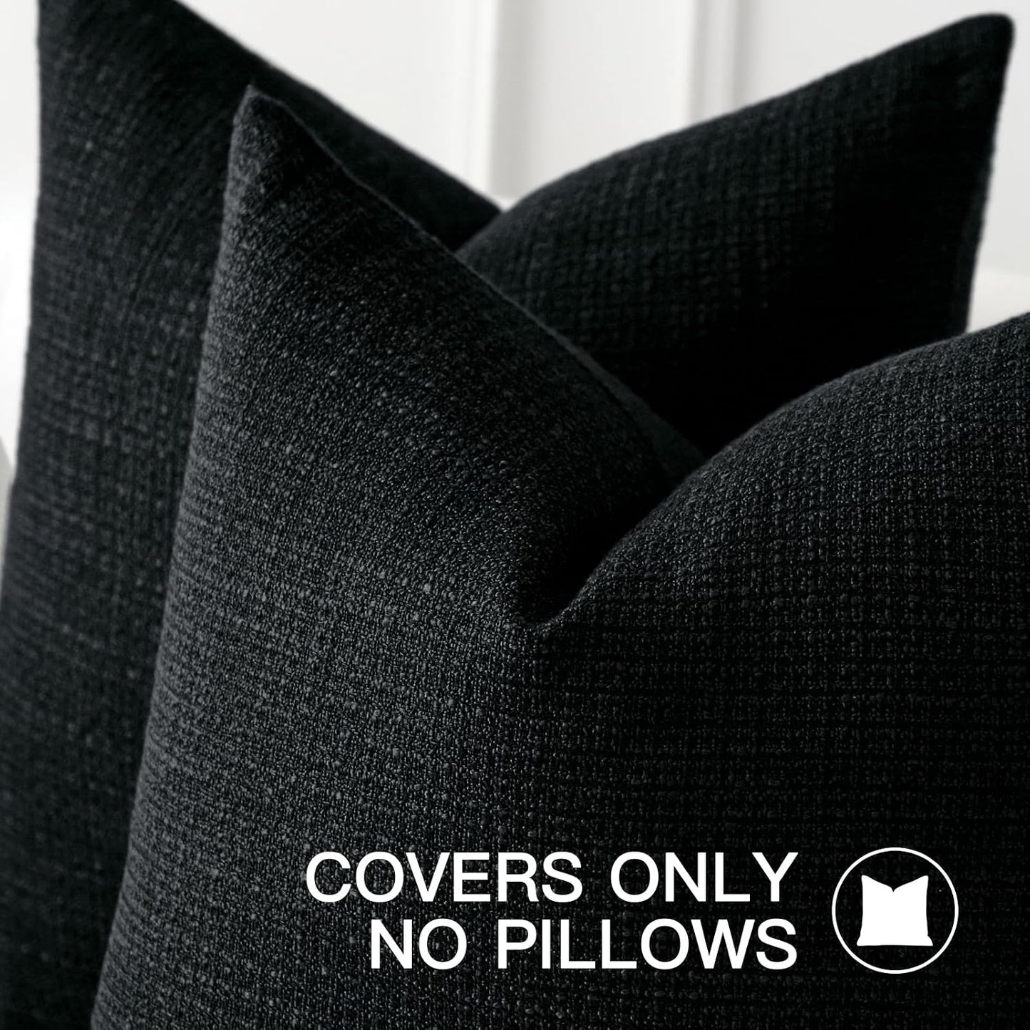 OTOSTAR Linen Throw Pillow Cover Set of 1 Decorative Square Pillowcases Cushion Covers 24x24 Inch for Home Decor Sofa Bedroom Car 60 x 60CM Black