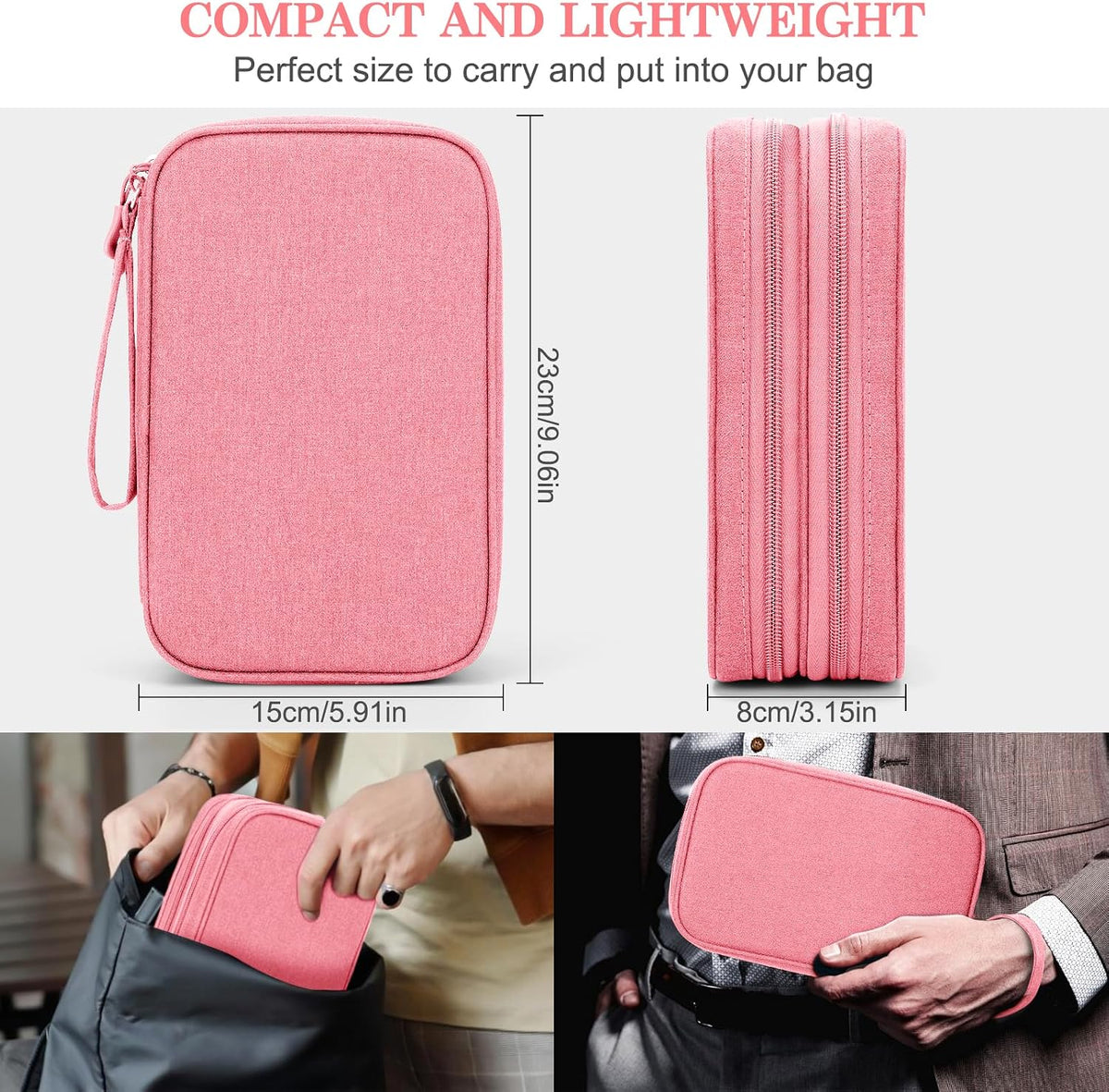 FYY Electronic Organizer, Travel Tech Pouch Bag, Large, Pink