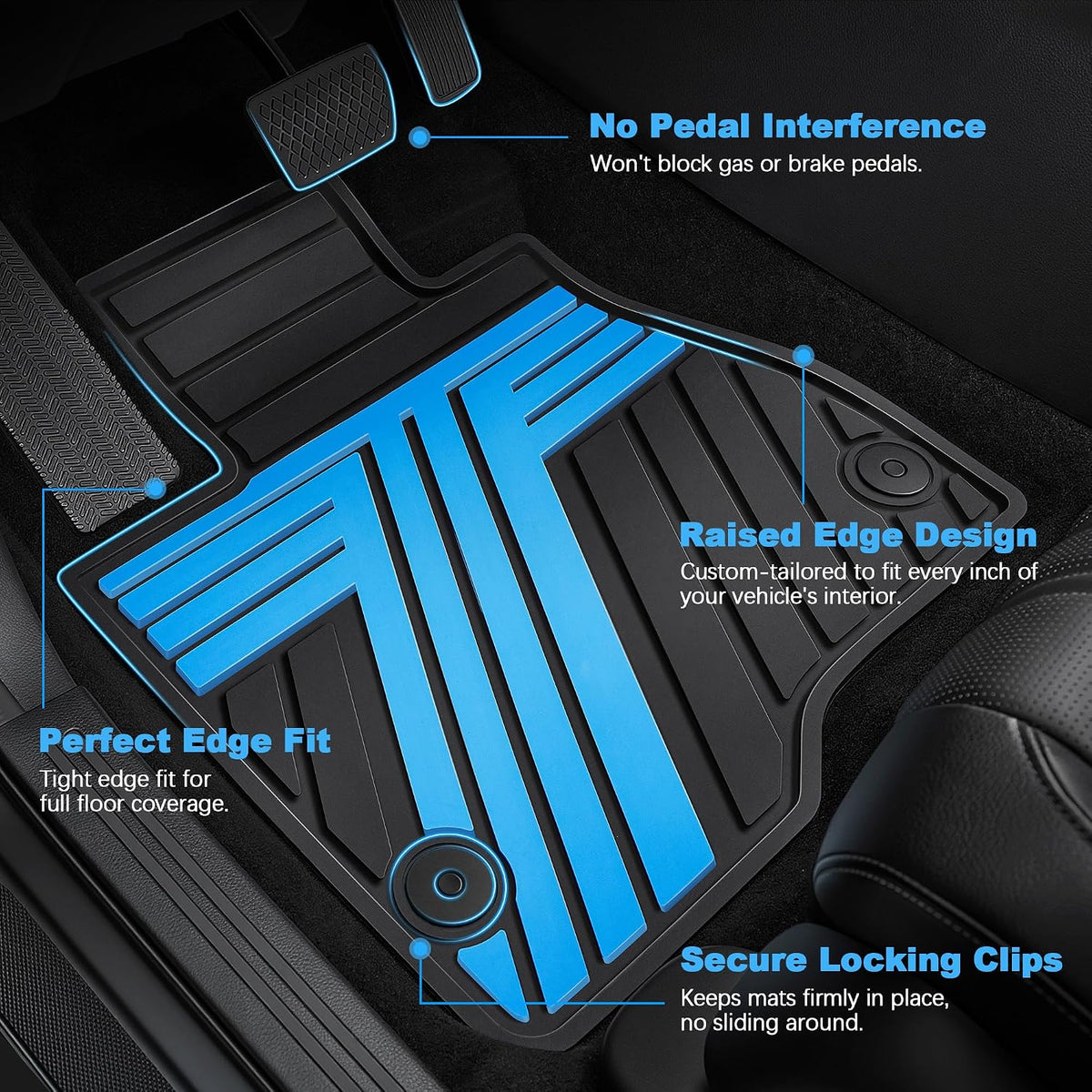 TTX LIGHTING Floor Mats for Chevy Equinox & GMC Terrain 2025-2026, Blue