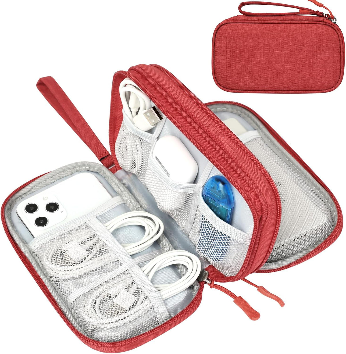 FYY Electronic Organizer, Travel Tech Pouch Bag, Cable Organizer Red