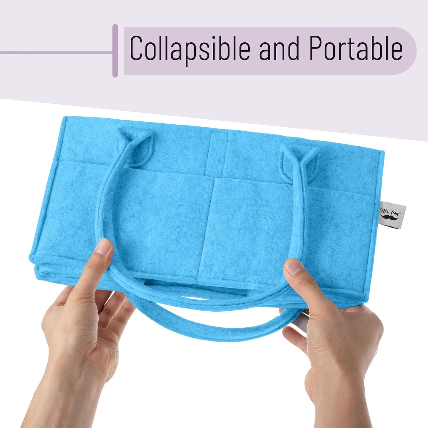 Mr. Pen- Baby Diaper Caddy Organizer, Blue | Nursery Storage Bin and Car Organizer for Diapers and Baby Wipes