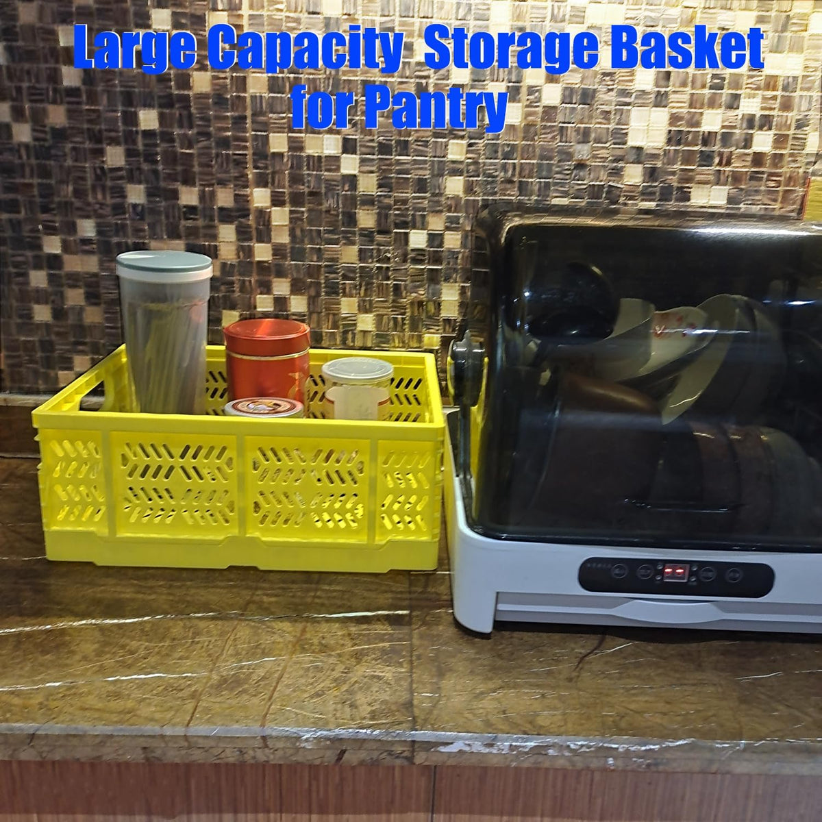 20L Folding Crate, 4Pack Plastic Storage Baskets Organizer for Home and Office,Collapsible Storage Crates for Home Office and Outdoor Organizer.(Yellow)