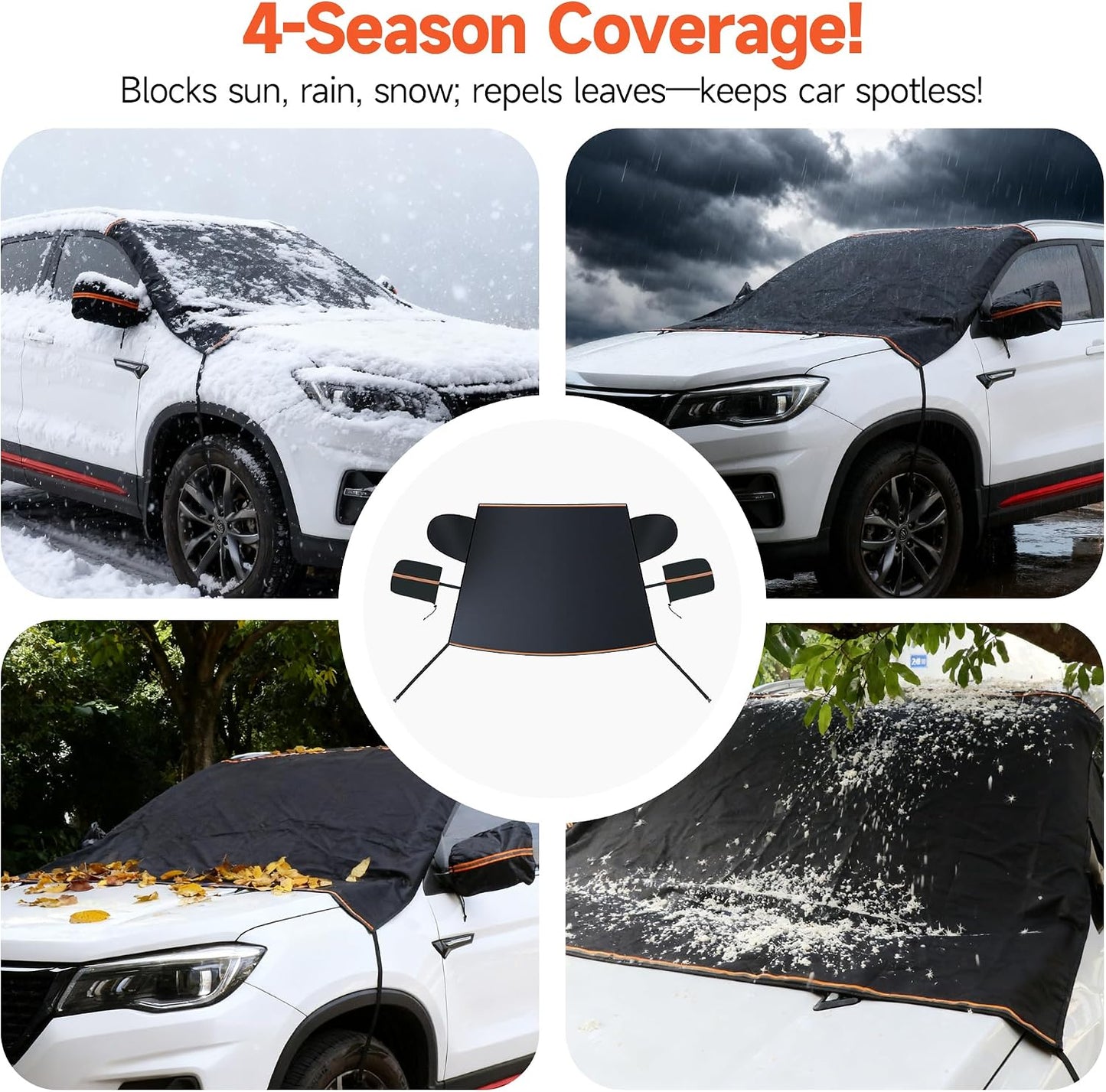 Winter Windshield Covers for Ice and Snow Windshield Frost Cover for Car Heavy Duty Windshield Hail Protector 600D Car Frost and Ice Removal for Truck SUV