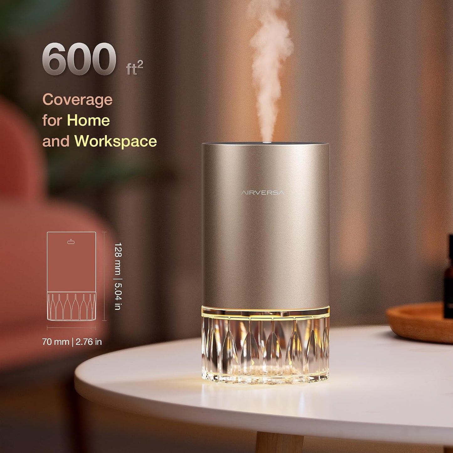 Airversa Waterless Diffuser RD1 Desert Titanium + 100mL Replacement Glass Bottle
