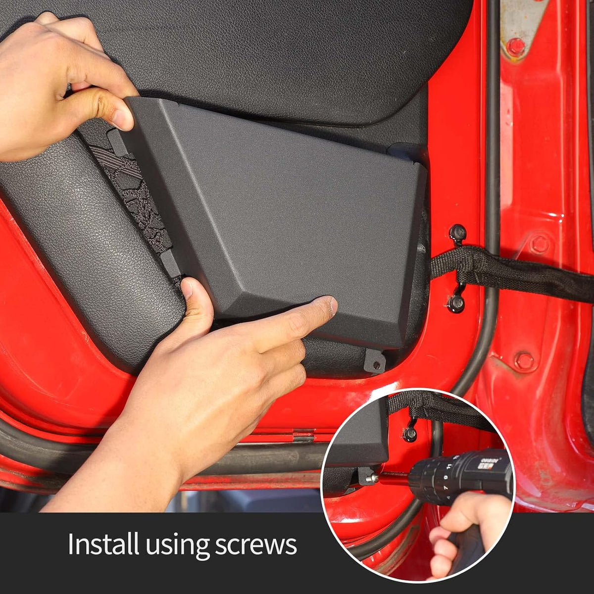 Hoolcar Rear Door Storage Pockets, Side Insert Organizer Box Metal Net Pocket Replacement for 2011-2017 Jeep Wrangler JK JKU, Interior Storage Expansion Accessories, Black, 2PCs
