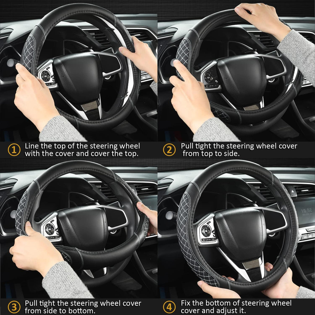 West Llama Car Steering Wheel Cover for Ford Escape,Explorer,Fusion,Focus,Bronco,Transit,Edge(Black- Standard Size)