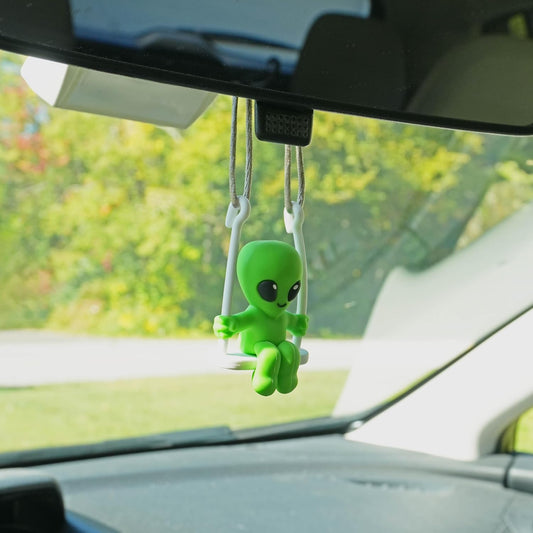 Funny Hanging Mirror Swing – Quirky and Unique Decor for Car Rearview Mirror, Bedroom or Living Room - Alien