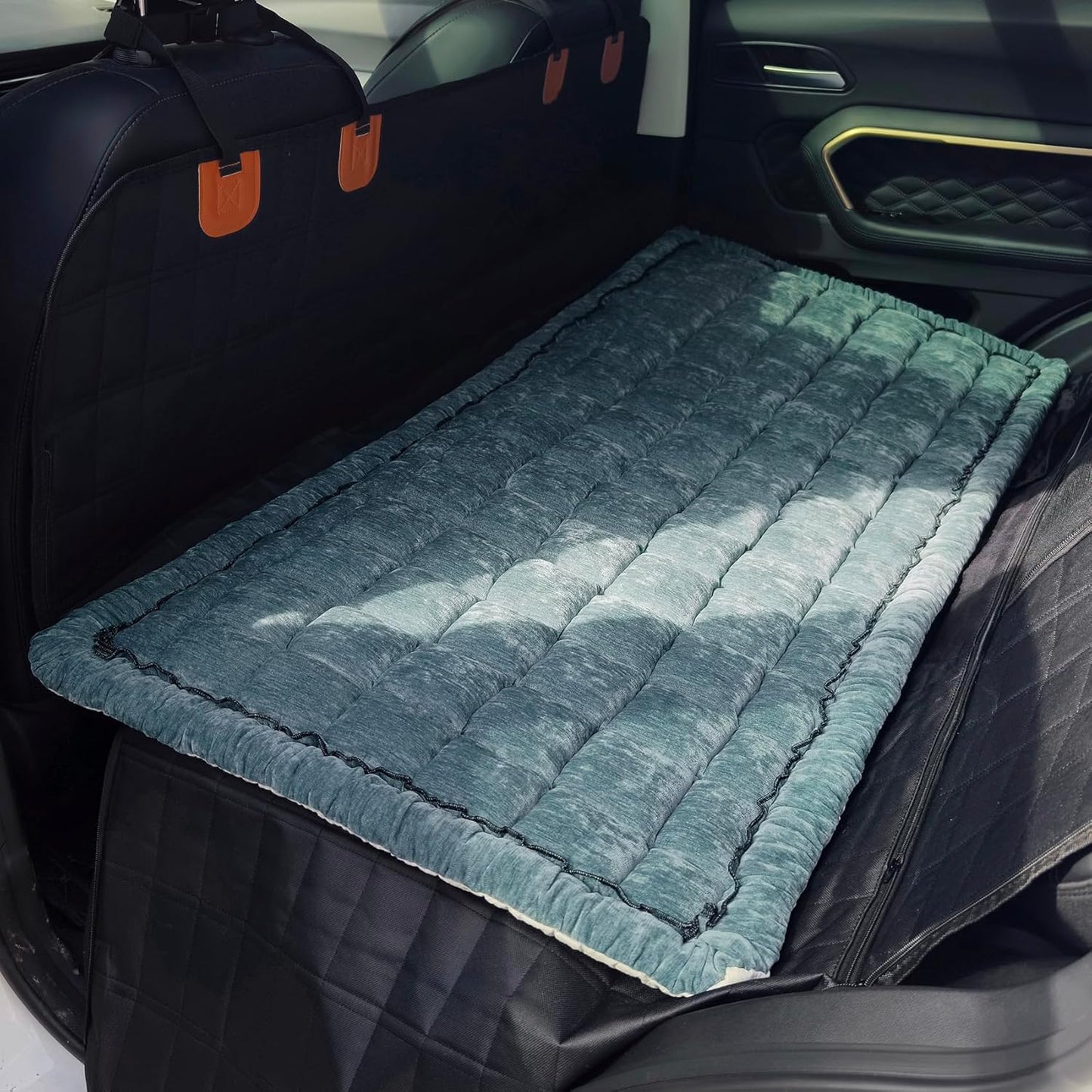 Backseat Pet Bed Mat, Truck Plaid Dog Bed for Car Back Seat, Deluxe Dog Seat Covers, Non-Slip Travel Pet Mat, Fit for Backseat Extenders and Trucks SUVs (Green, 24.8x54 inch)