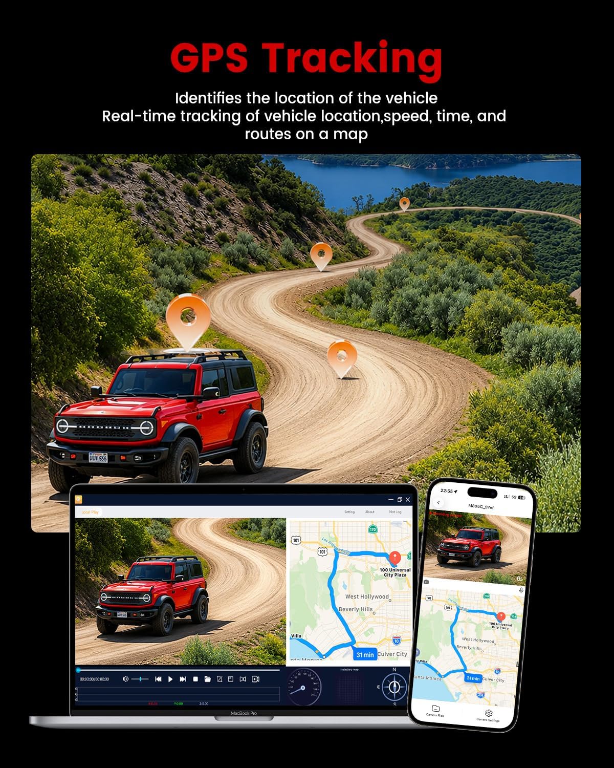 4K Dash Cam, 4 Channel 360° Front and Rear Left Right Inside Camera
