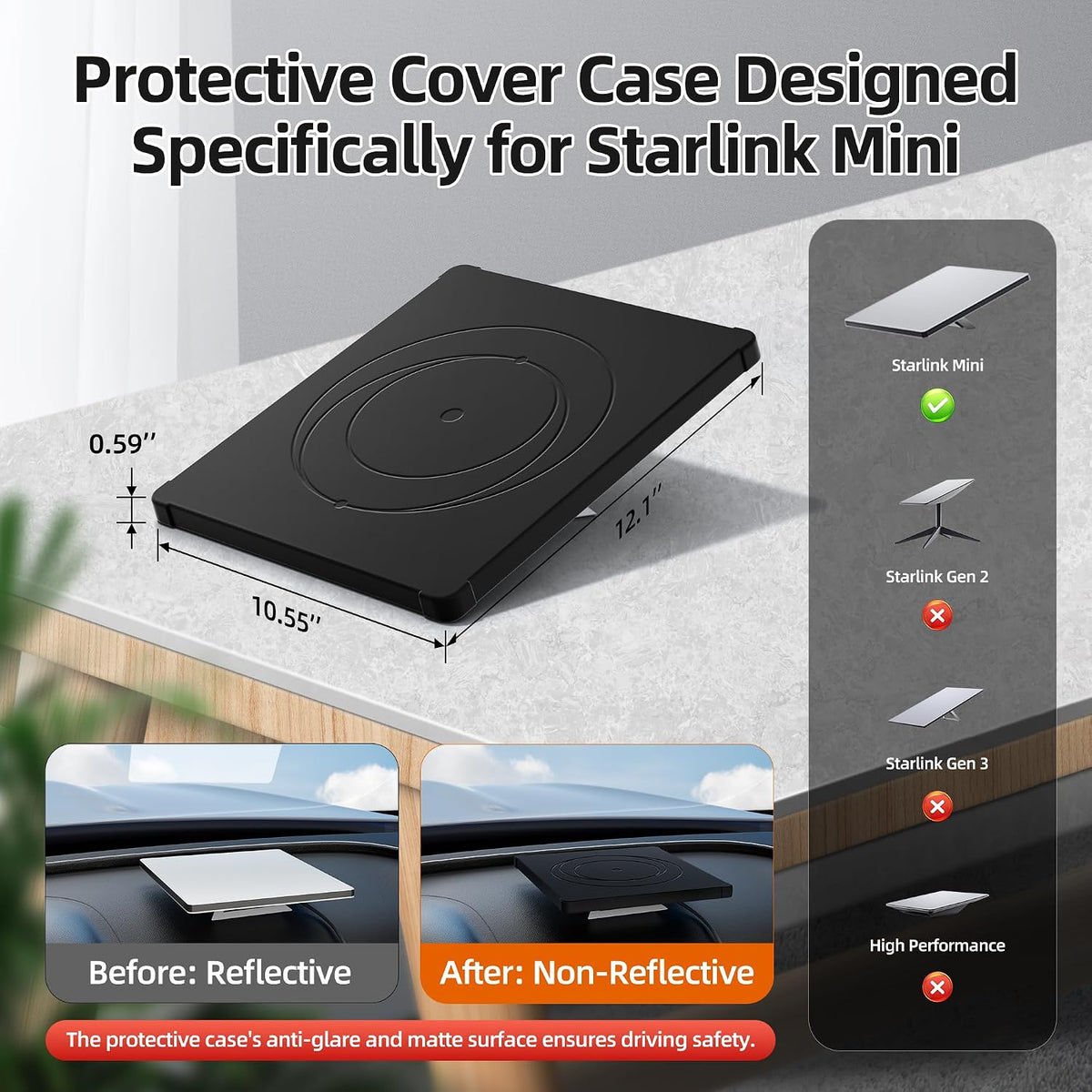Starlink Mini Cover Rugged Silicone Protective Cover Hexagonal Heat Dissipation Vents Heavy Duty Starlink Mini Accessories 4X Shock-Absorbing Reinforced Armor Corners All-Weather Dustproof