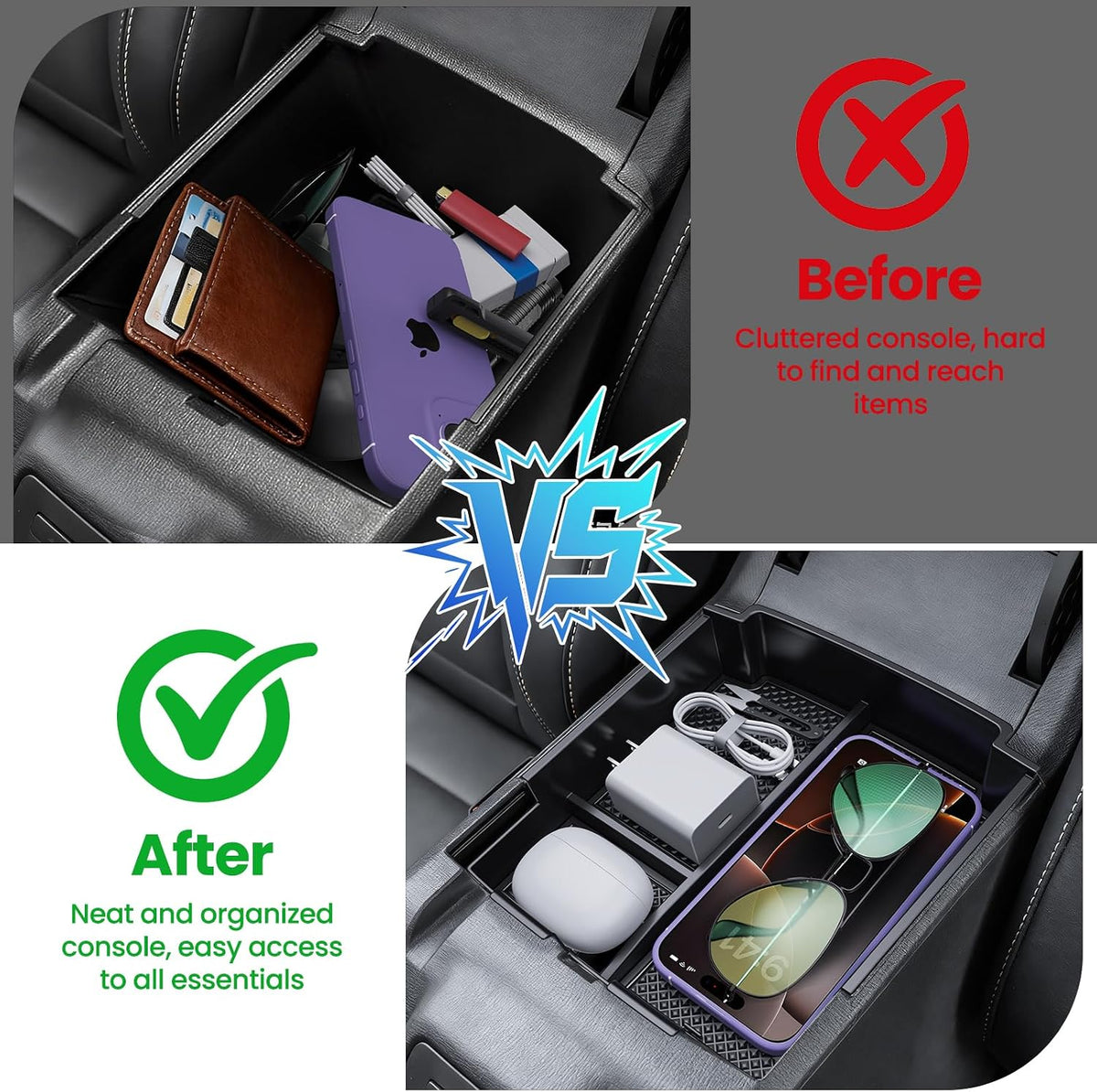 YPHUIKI Center Console Organizer Handle Storage for Ford Bronco 2025 2026