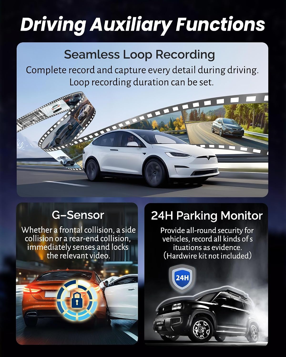4K Rear View Mirror Camera with Carplay&Android Auto,12" Mirror Dash Cam Front and Rear with Voice Control for Cars&Trucks,Smart Touch Screen,64GB Card Included/Loop Record/Reverse Assist
