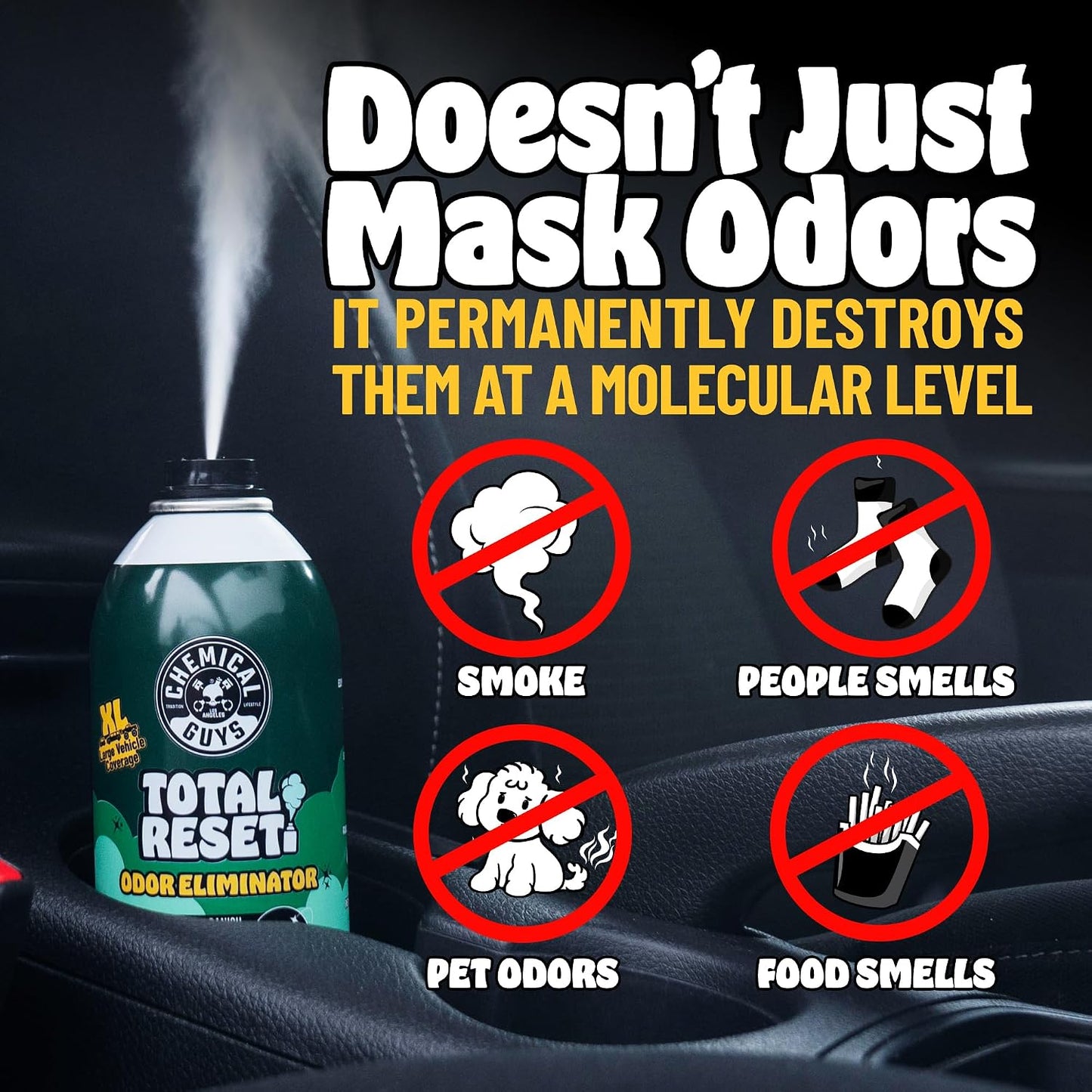 Chemical Guys New Car Smell Odor Eliminating Fogger 3 Pack | For smoke, pet, food, and gym odors in cars, trucks, and SUVs, 3 oz each, for smoke pet food and gym odors in any vehicle