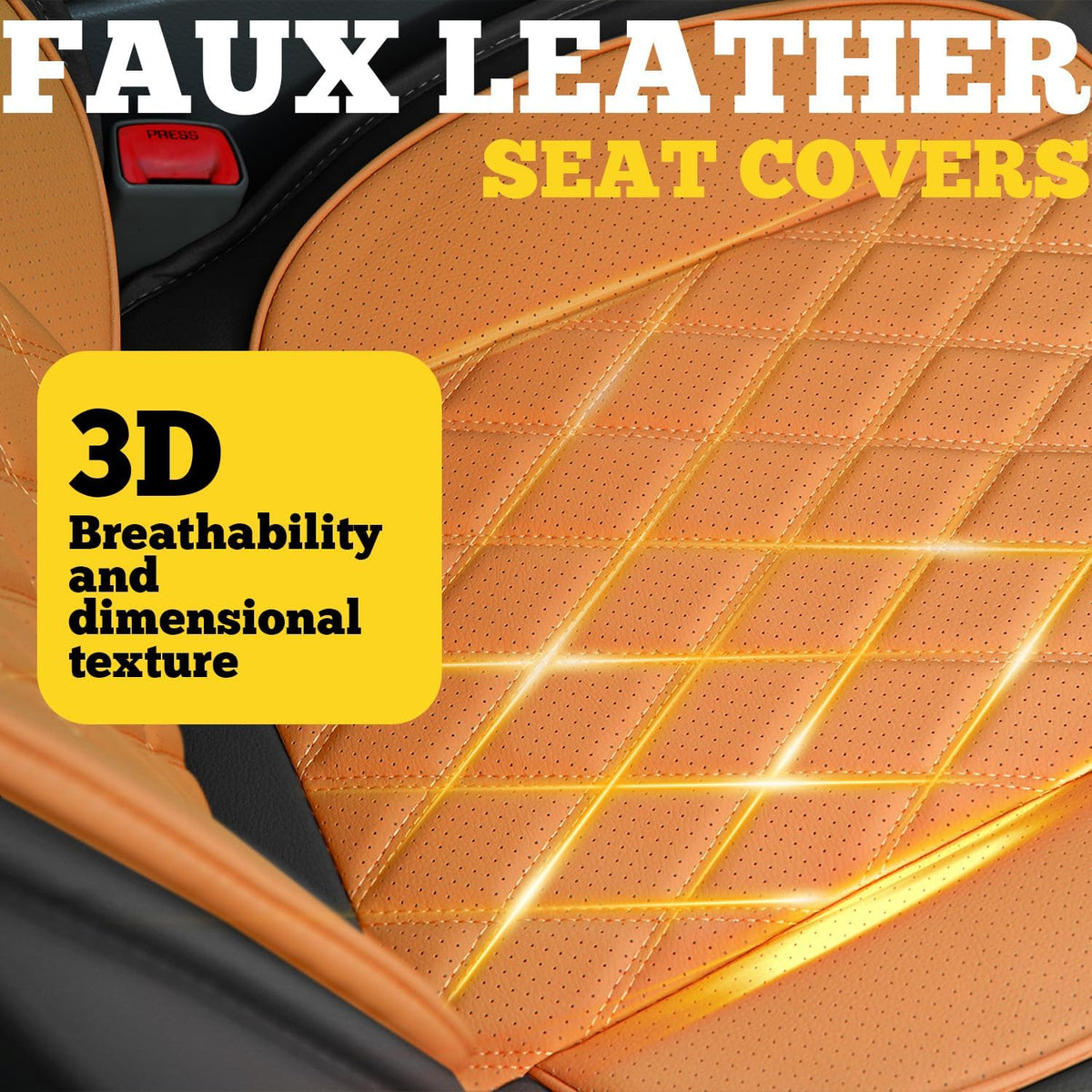 LINGVIDO Car Seat Covers for Front Seats (2 Seats) - Premium Perforated Nappa Leather,Waterproof Shield, Omni-Adapt Fit for SUVs Sedans, Ideal for Rideshare & Pets
