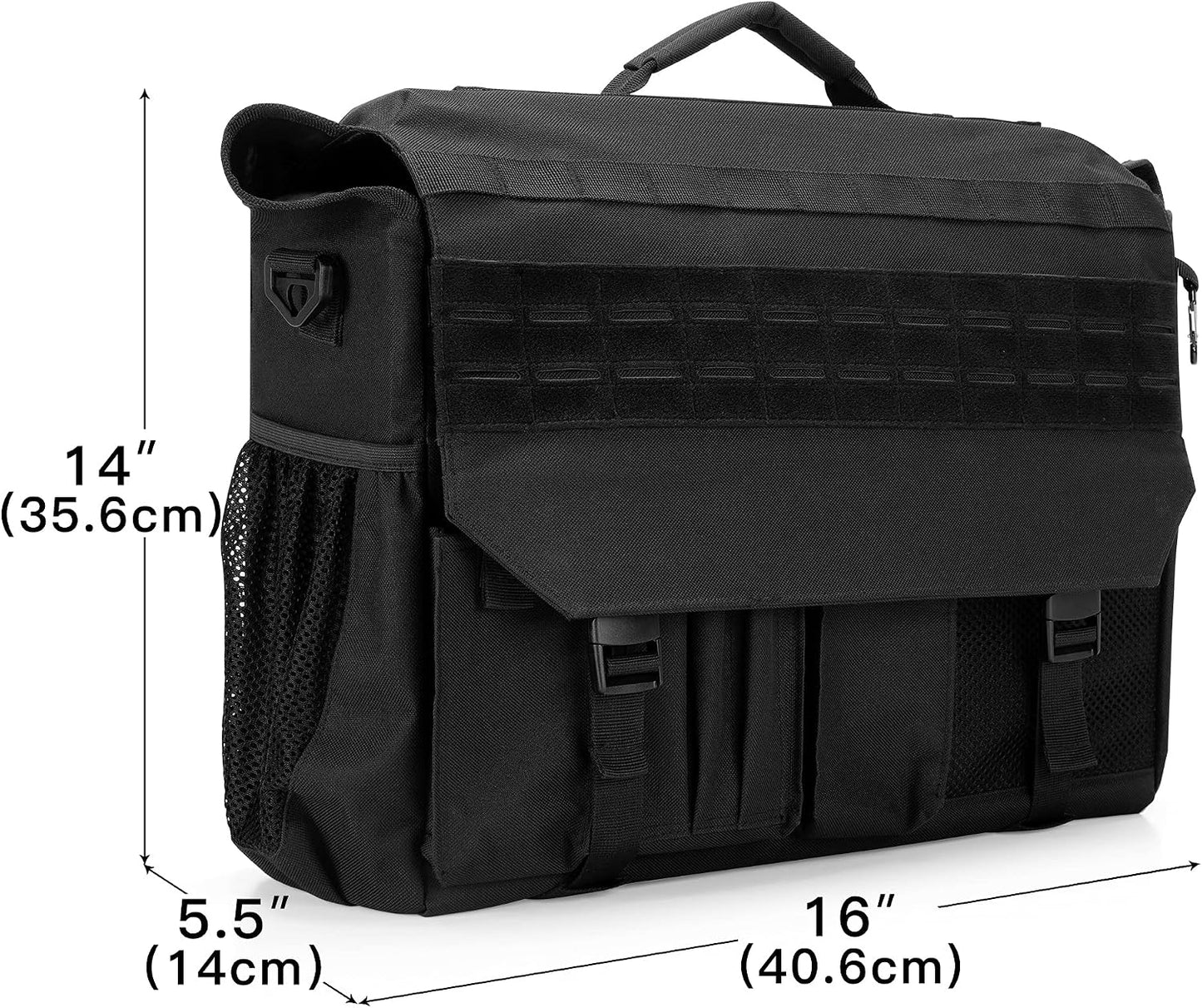 Trunab Patrol Bag, Car Front Seat Organizer, Police Duty Bag for Law Enforcement with 15.6” Laptop Sleeve, Molle Webbing, Multiple Compartment, Removable Straps, Black