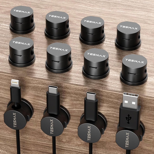 12Pack Magnetic Cord Holder 360° Rotating, 1s Lock Adhesive Desk Organizers