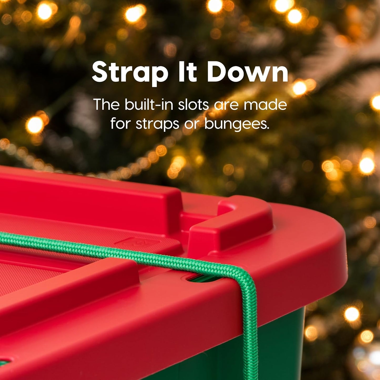 IRIS USA 4-Pack 12 Gallon Storage Bins with Lids |Made in USA| Heavy Duty Plastic Tote Containers for Seasonal Organization, Large - Green/Red