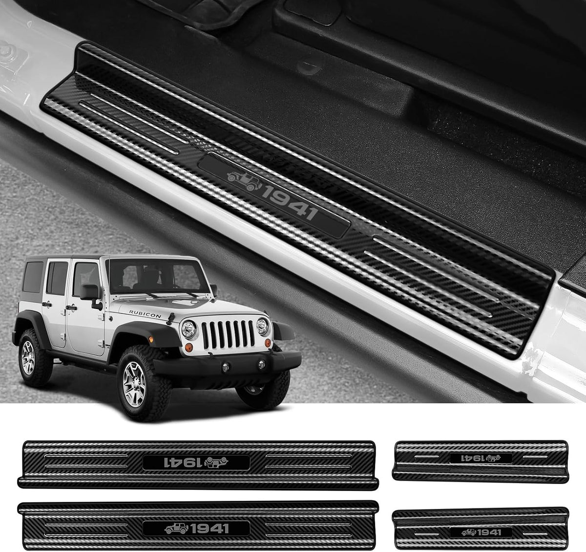 ZZEQYG 4 Pcs Stainless Steel Door Sill Protector Compatible with Jeep Wrangler JK Unlimited JKU Sport Sahara Rubincon 2007-2017 Accessories Front and Rear Door Car Door Sill Guards Trim