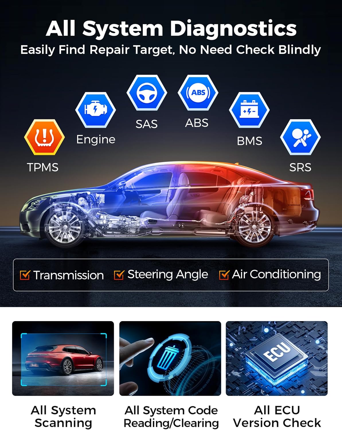 Autel AP2500E OBD2 Scanner Bluetooth Code Reader, Upgrade of AP200