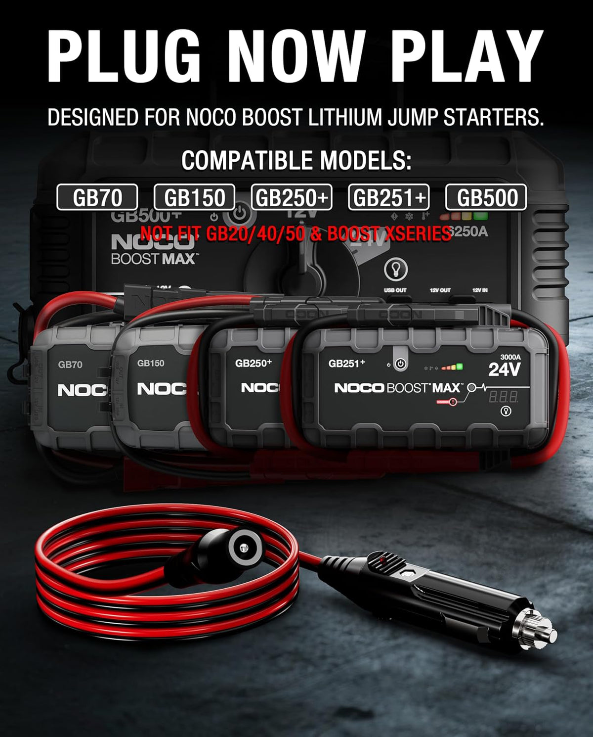 56W 14V 4A DC Car Charger Compatible with NOCO(GB70/GB150/GB250+/GB251+/GB500/GB500+) Genius Series XGC4 Jump Starters, UltraSafe Lithium Battery Charging Cord, Vehicle Power Adapter, Charger Cable