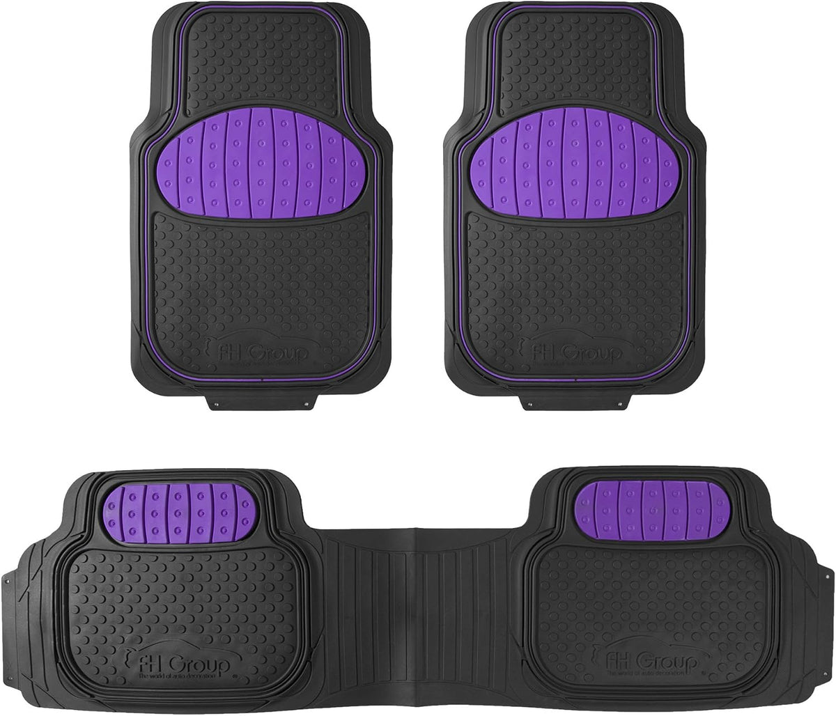 FH Group Car Floor Mats - Heavy-Duty Rubber Floor Mats for Cars, Universal Fit Full Set, Trimmable Automotive Floor Mats, ClimaProof Floor Mats For Most Sedan, SUV, Truck Floor Mats Purple