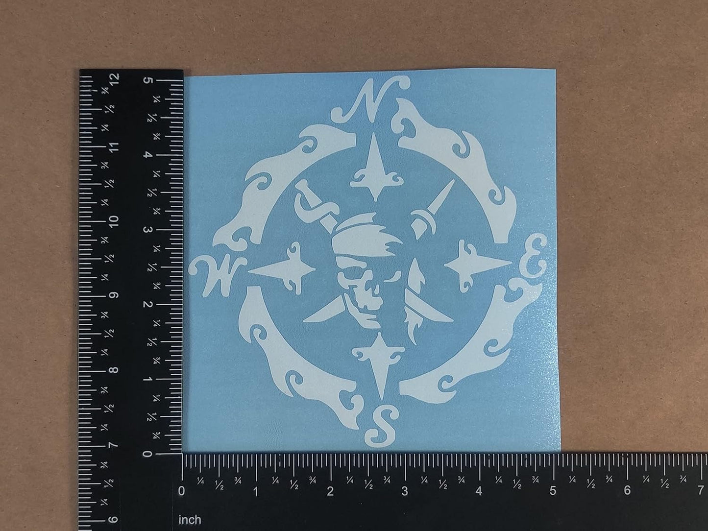 Pirate Decals 4 Pack: Skull and Swords, Ship, Flag, Compass (White, PiratesOne Large 5")