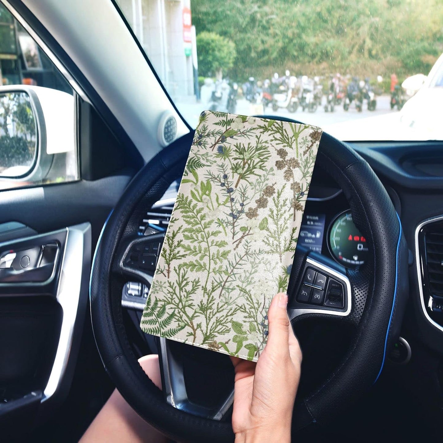 GuoChe Forest Floral Green Car Registration and Insurance Holder Glove Box Organizer Car Document Holder Auto Glove Compartment Essential
