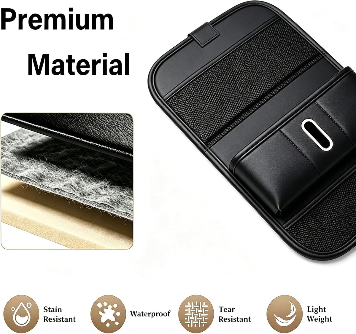 Universal Foldable Leather Car Backseat Organizer, Detachable Table Tray, Multi Storage Pockets, Tissue Cup Holder, Fits Cars SUVs Trucks Pickups For Travel Camping,1 Pack.