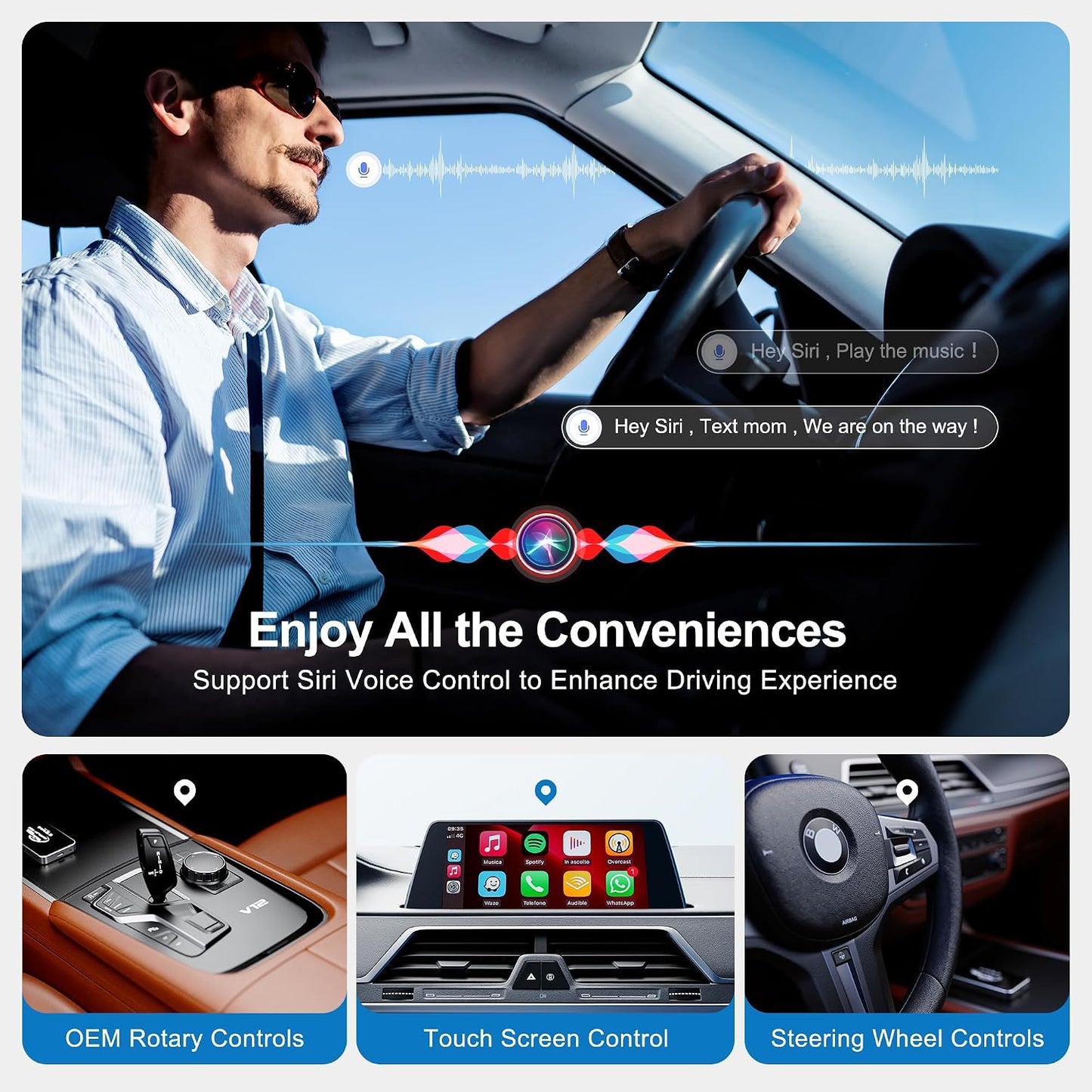 AI Box CarPlay, 3-in-1 Wireless CarPlay Adapter & Android Auto for OEM Wired Cars, Built-in Netflix/YouTube for Streaming, 5.8GHz WiFi, Convert Wired to Wireless, Plug & Play （4GB RAM+32GB ROM）
