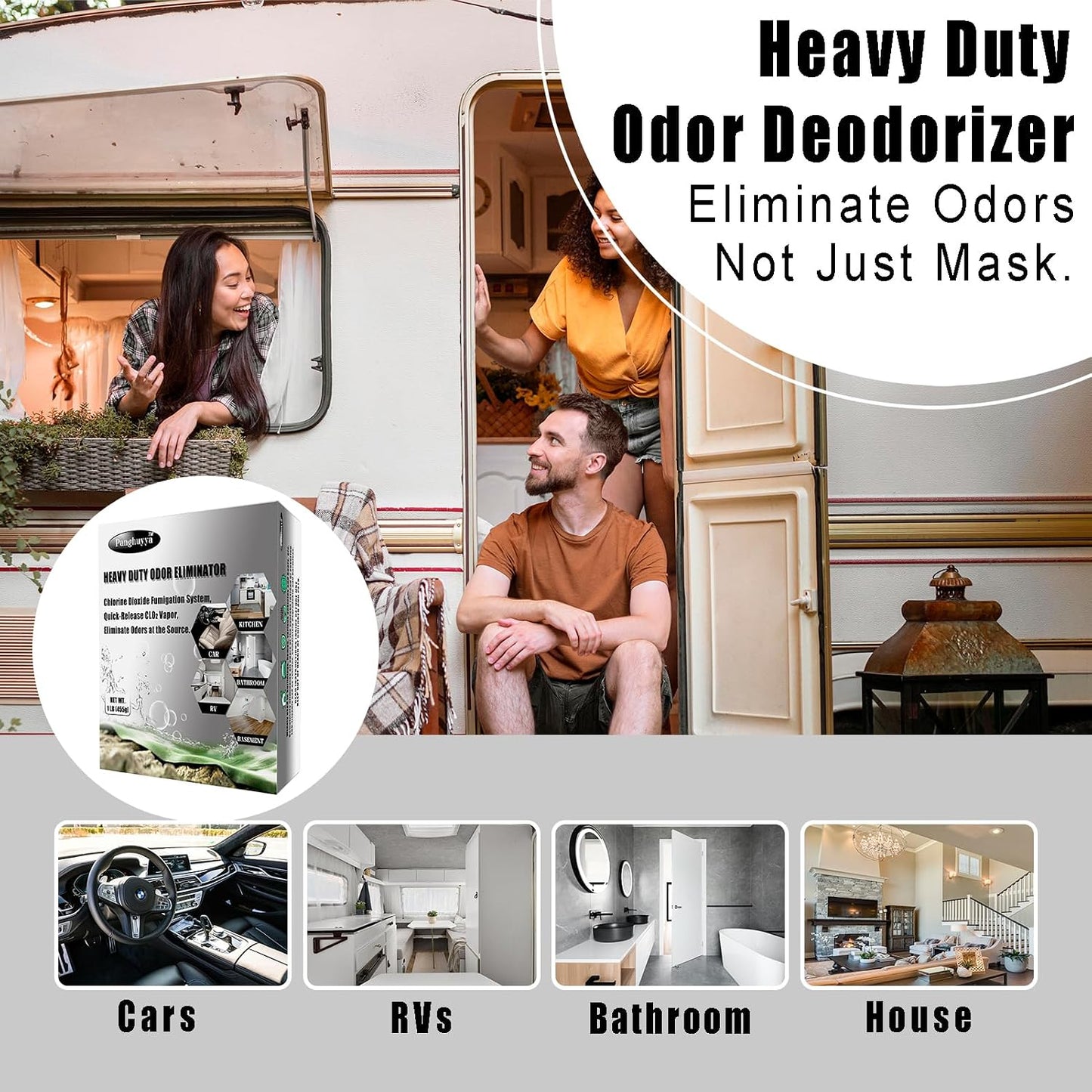 Car Deodorizer Odor Eliminator, Chlorine Dioxide Odor Removal, Fast-Release Clo2 Vapor Eliminate Odor for Car and Home, 100% Without Fragrance or Residue.