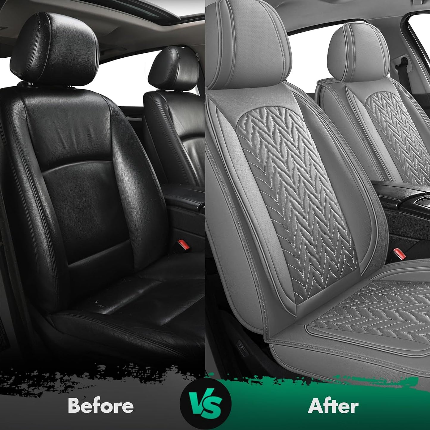 SCITOO 2PCS Car Seat Covers, Waterproof Front Seat Covers Automotive Seat Covers Vehicle Seat Covers Car Seat Protector Seat Cover Set for Cars SUV Pick-up Truck Sedan (2PCS Front, Gray)