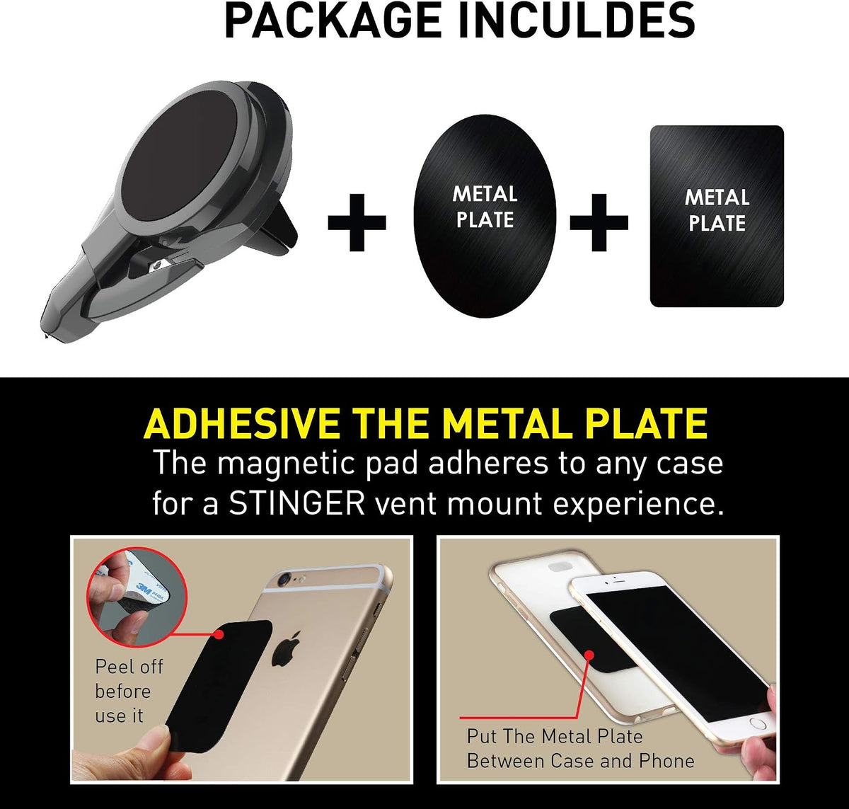 Ztylus Stinger Car Air Vent Mount for Phone, Car Phone Holder, Emergency Escape Tool, Window Breaker, Seatbelt Cutter (Black)