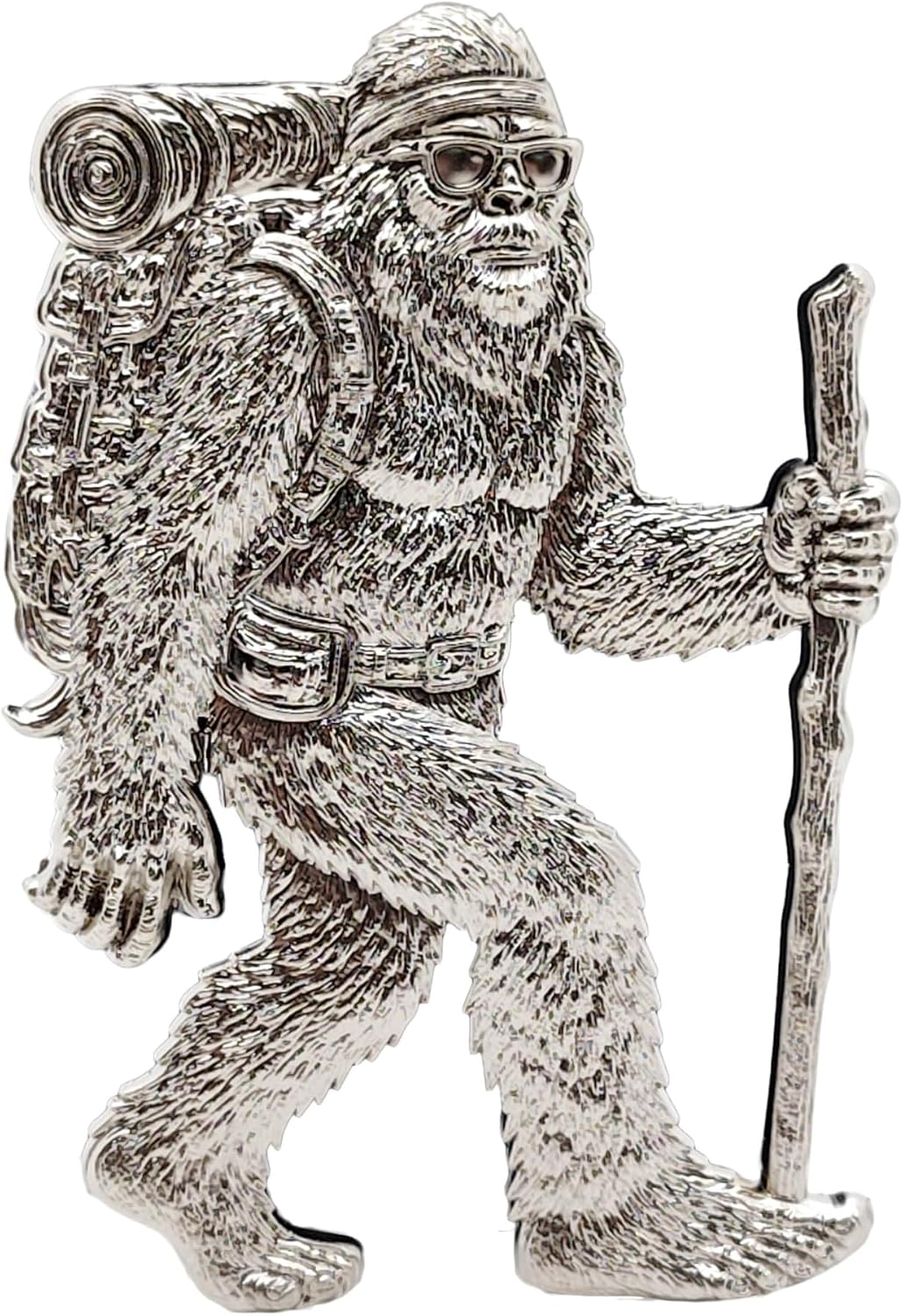 Bigfoot Camping Emblem – 3D Metal Sasquatch Badge for Cars, Campers, and Coolers (Black)