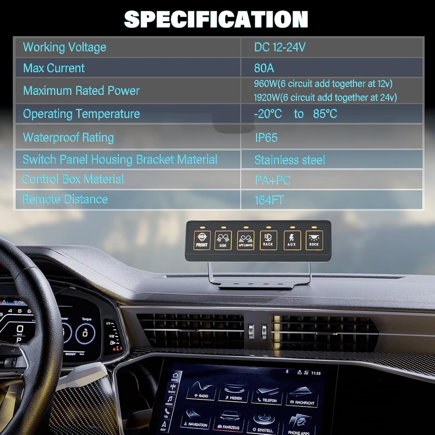 6 Gang Wireless Switch Panel,Multifunction Remote Switch Panel for Offroad Lights with 4 Modes & 2 Power Options & Waterproof -Wide Applicable for 12V/24V Vehicles Truck SUV ATV UTV Boat etc.