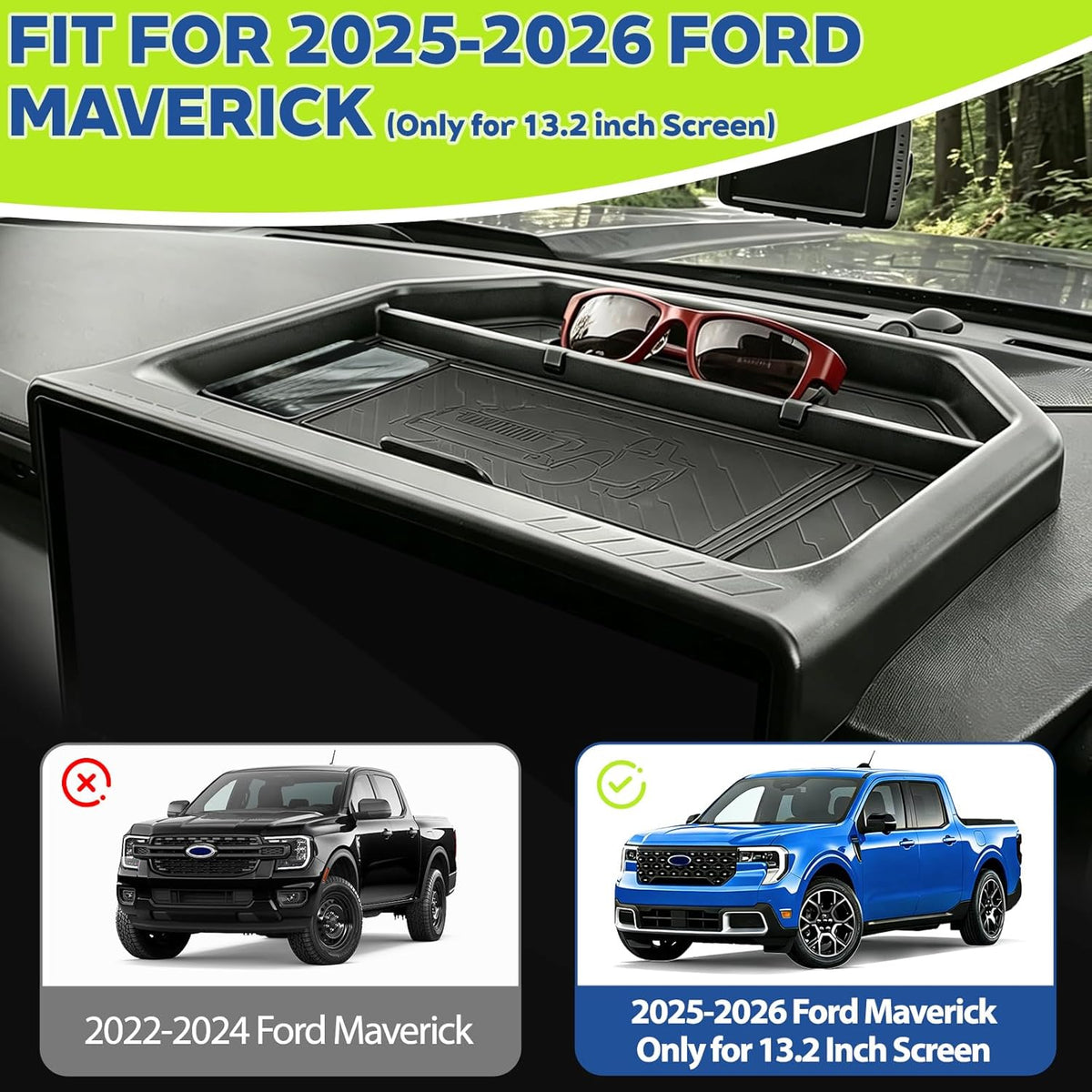 Dashboard Storage Tray Dash Organizer for Ford Maverick 2026 2025,Screen Dash Center Console Tray for Maverick Interior Accessories,Anti-Slip Dash Hidden Panel Behind Screen