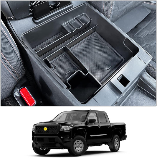 CDEFG for 2022 2023 2024 2025 2026 Nissan Frontier Center Console Organizer | for 2026 2025 Nissan Frontier Armrest Storage Box 2022-2025 2026 Frontier Pickup Truck Accessories Middle Console Tray