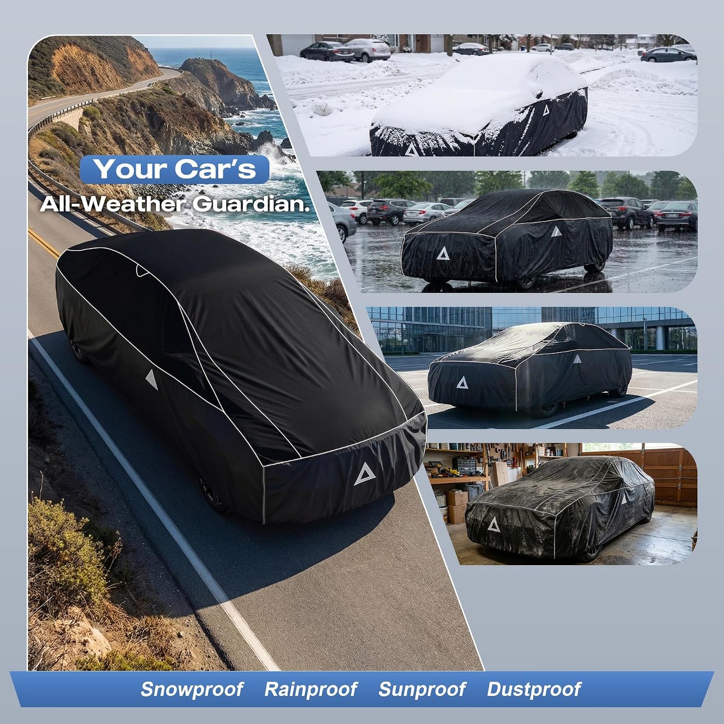 Hail Protector Car Cover for Sedan(Length:195"-208"),Waterproof All-Weather Anti Hail Thick Multi-Layered EVA with Sun Visor&Storage Bag for ES350, Models, Avalon, Impala etc
