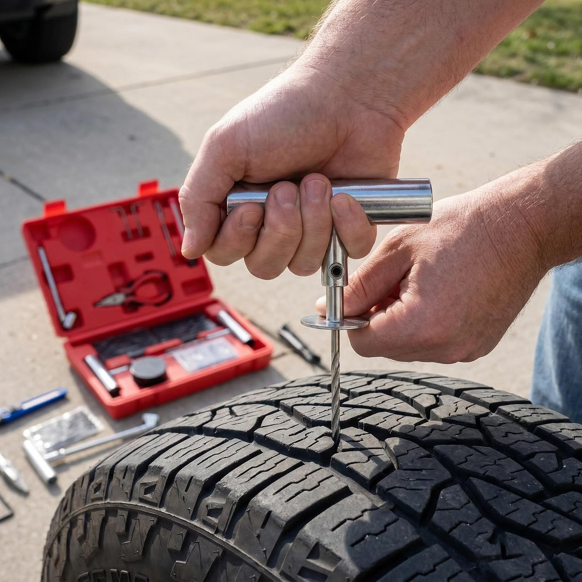 Tire Plug Kit - 68pcs Heavy Duty Tire Repair Kit, Universal Tire Repair Tools to Fix Punctures and Plug Flats Patch Kit for car Motorcycle, Truck, ARB，ATV, Tractor, RV, SUV, Trailer