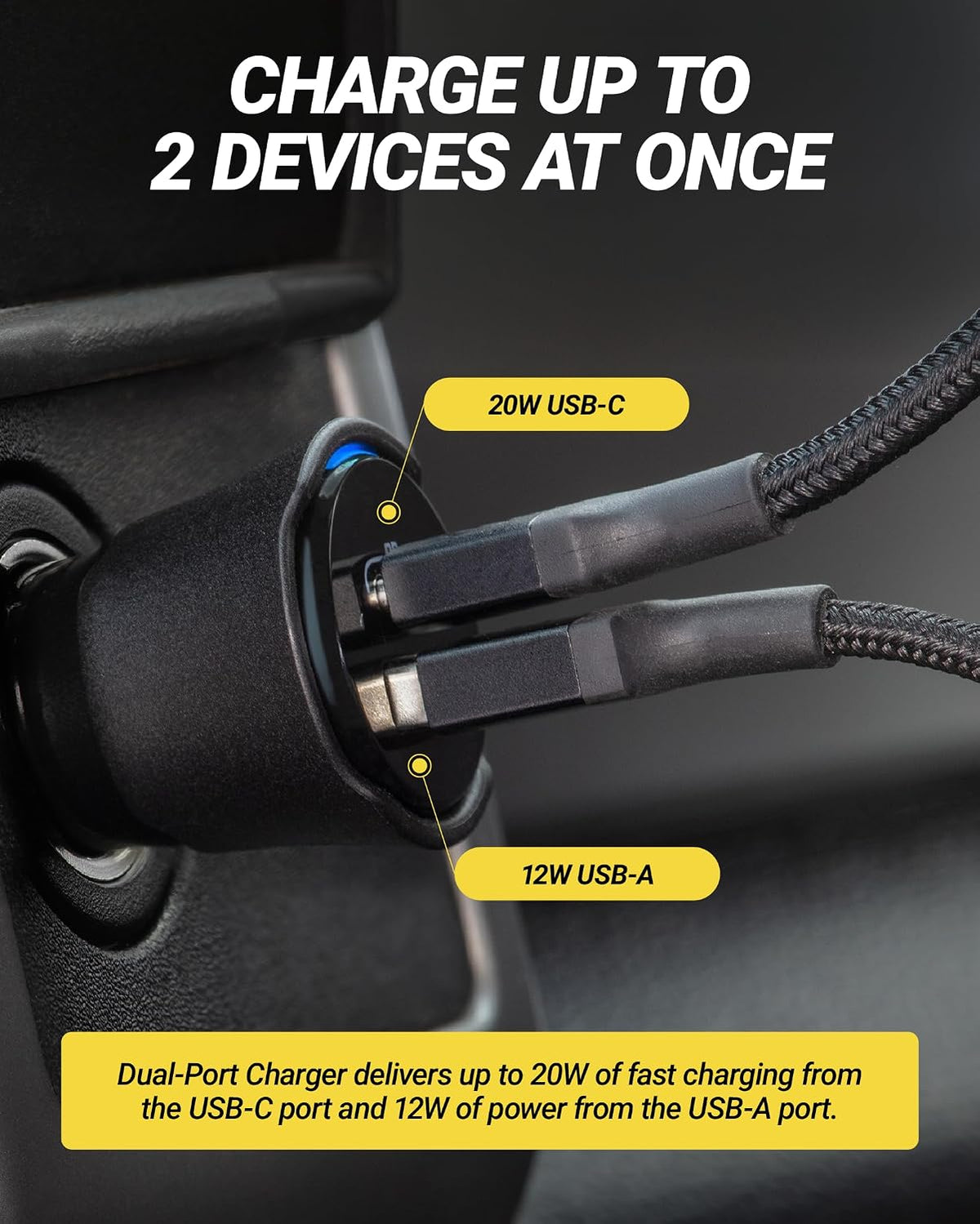 Scosche PowerVolt Power Delivery 32W Dual Port USB-C Car Charger Adapter